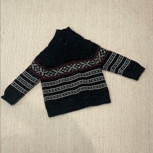 Cozy Black and White Shawl Collar Knit Sweater